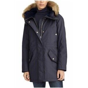 J. Crew Perfect Winter Parka Jacket PrimaLoft Womens Navy Water-resistant Medium